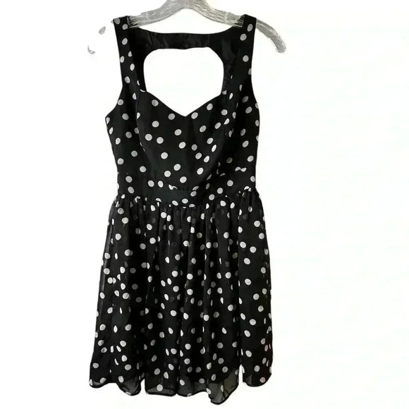 Wet Seal Women's S Black Polka Dot Sleeveless Mini Dress Casual Summer - Picture 1 of 10